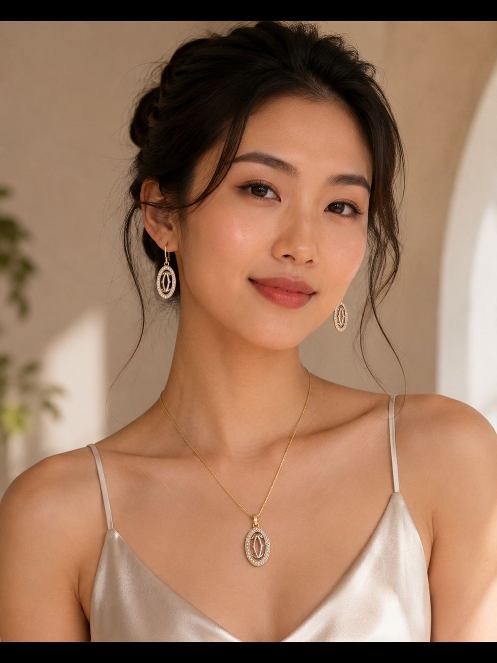 Cartier Pendant Necklace and Earrings Set - Gold